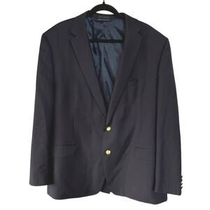 Lauren Ralph Lauren Navy Wool Blazer Gold Button Academia Career Mens 48 Long
